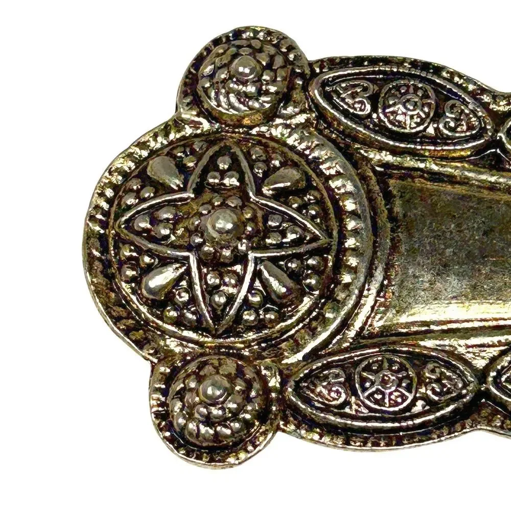 Vintage Ornate Gold Tone Belt Buckle Star Medallion Western Revival 3x2.25
